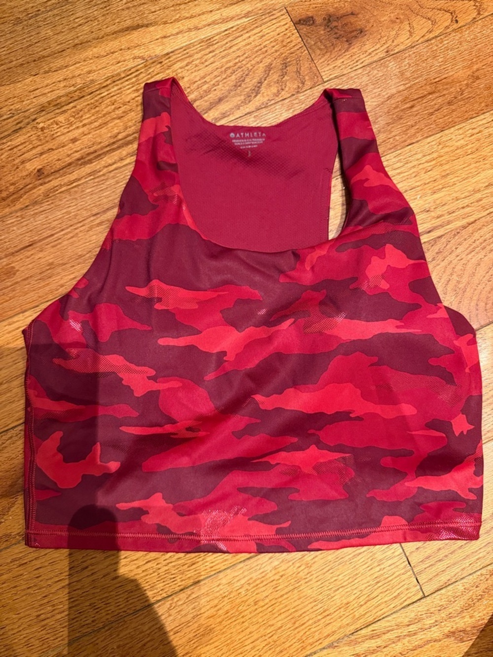Athleta Red Camo High-Neck Sports Bra